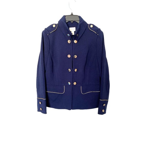 Chico's Women's Blue & Gold Military Jacket Size 1 NWOT - Picture 1 of 7